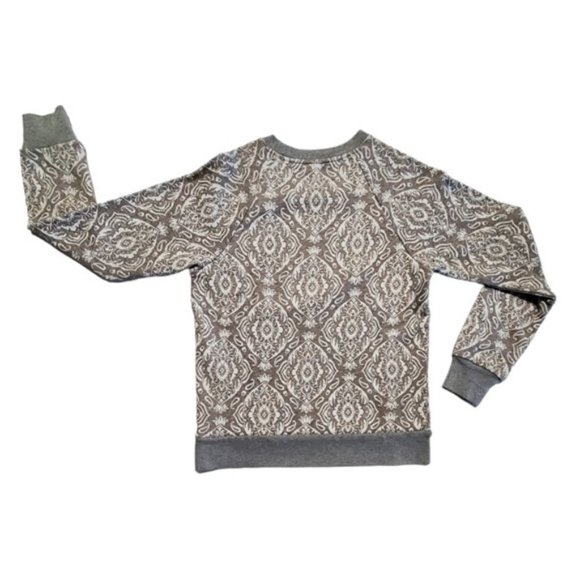 J. Crew French Terry Sweatshirt Gray & White Damask Medallion Print - Size XS - Picture 3 of 7